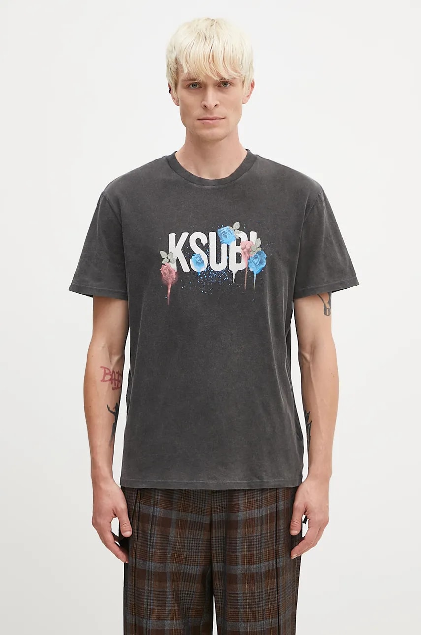KSUBI tricou din bumbac Graff Rose Kash barbati, culoarea gri, cu imprimeu, MPF24TE024
