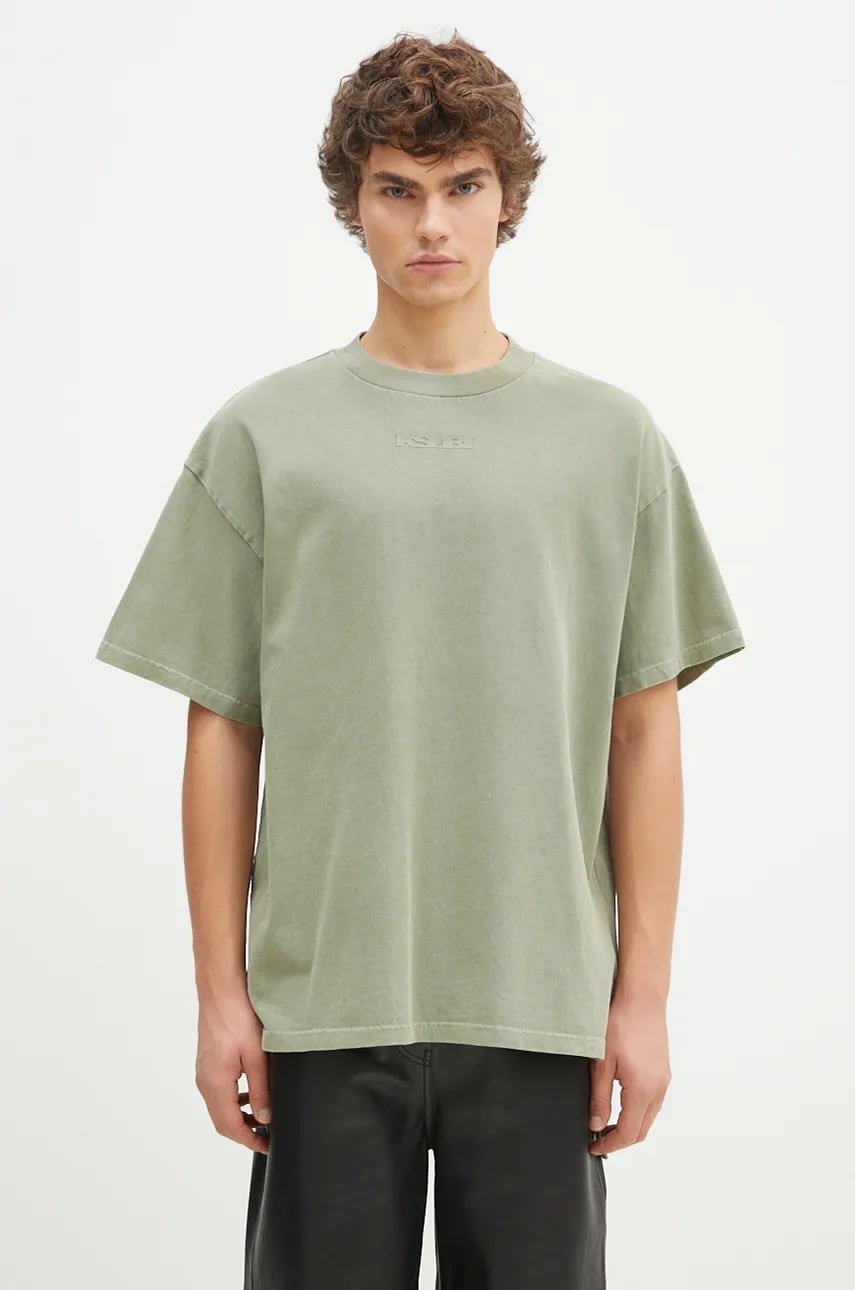 KSUBI tricou din bumbac Sott Ekcess barbati, culoarea verde, cu imprimeu, MFA24TE026