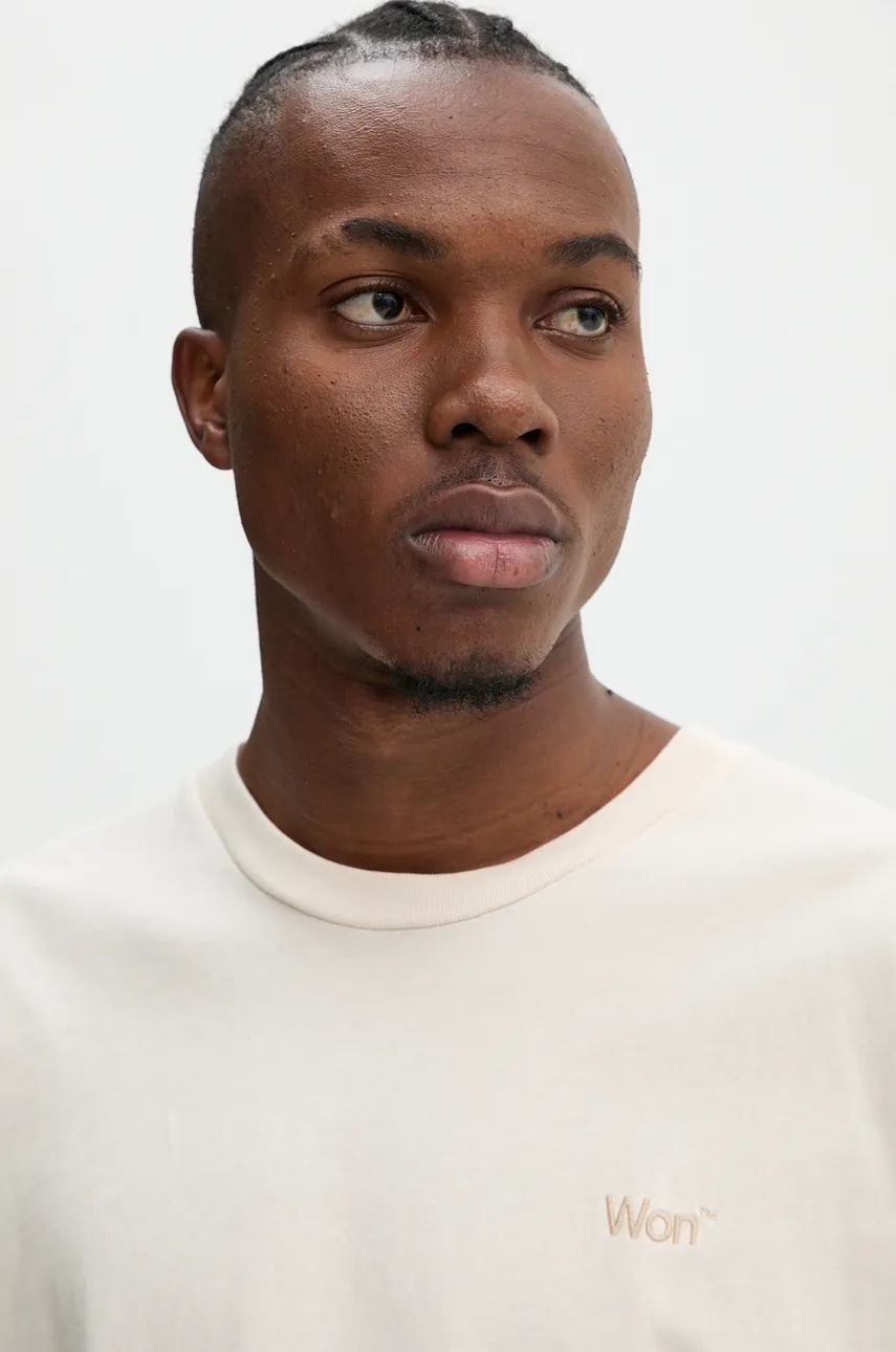 Βαμβακερό μπλουζάκι Won Hundred ανδρικό, χρώμα: μπεζ, 3300-12063 φωτογραφία