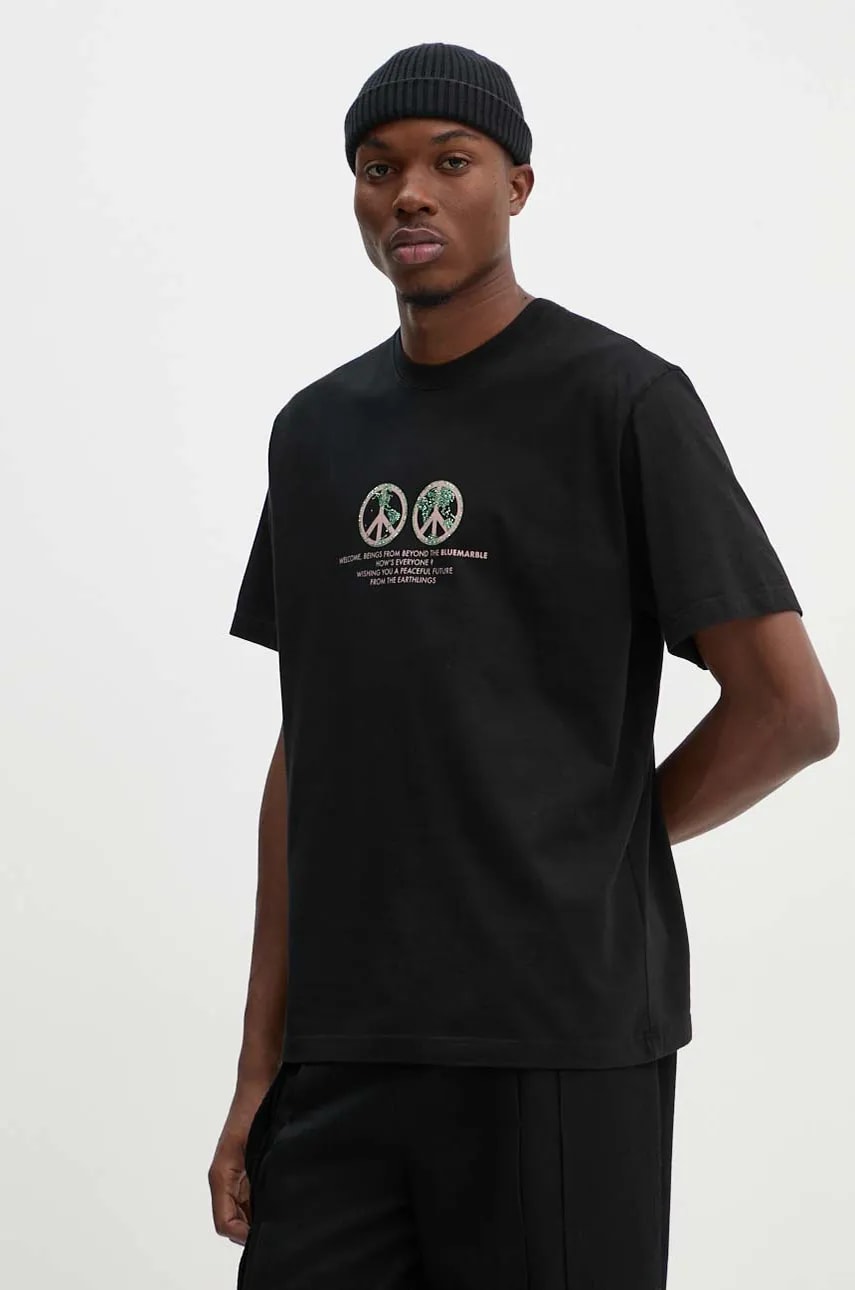 BLUEMARBLE tricou din bumbac barbati, culoarea negru, cu imprimeu, TS35.JE28AB2 BLUEMARBLE tricou din bumbac barbati, culoarea negru, cu imprimeu, TS35.JE28AB2