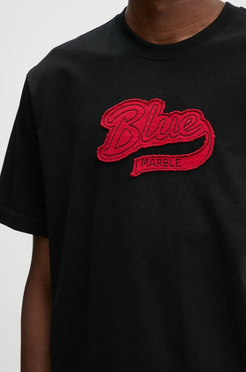 Βαμβακερό μπλουζάκι BLUEMARBLE ανδρικό, χρώμα: μαύρο, TS35.JE28DB24 φωτογραφία