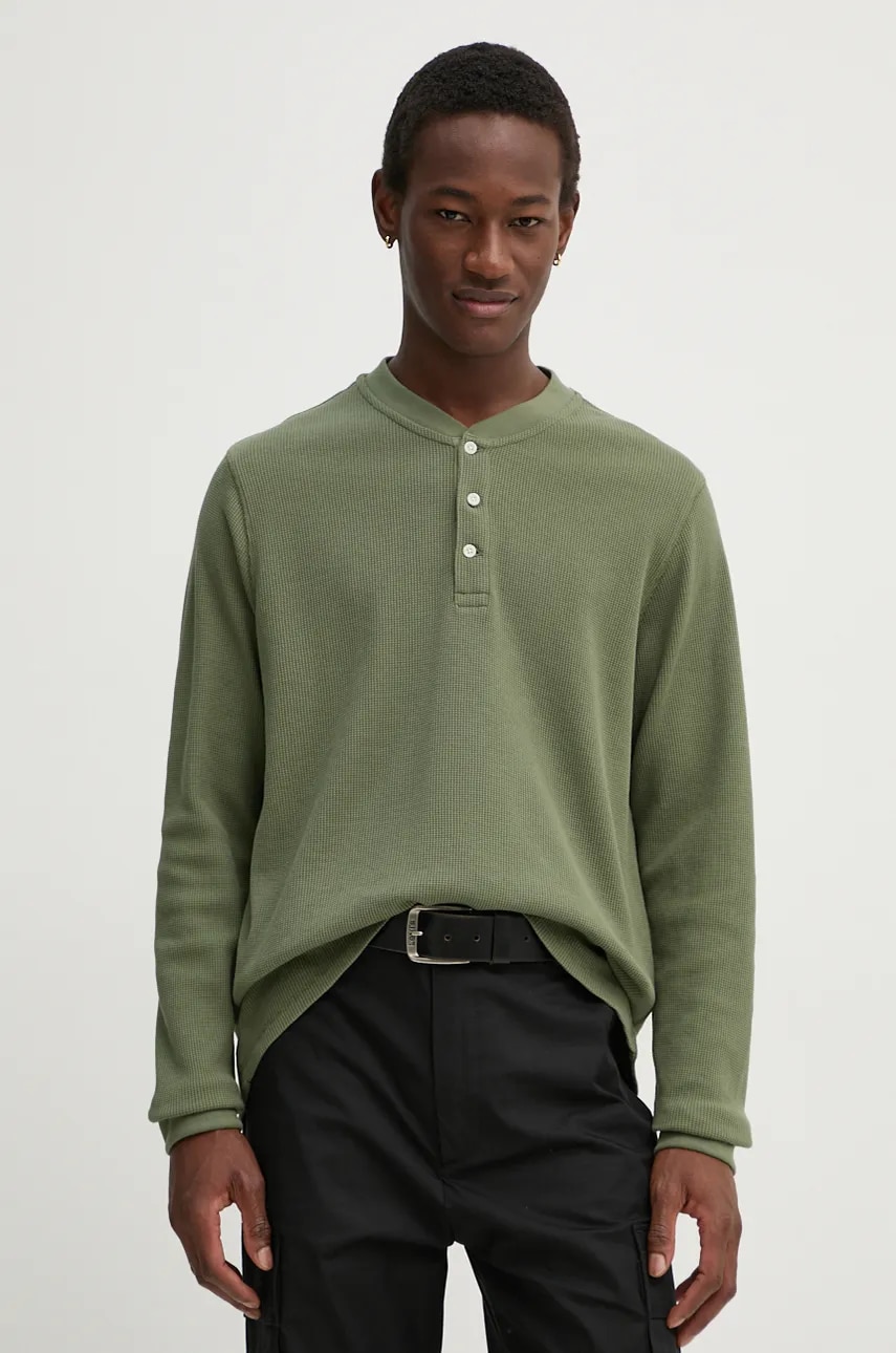 Levi\'s longsleeve barbati, culoarea verde, neted, 29691