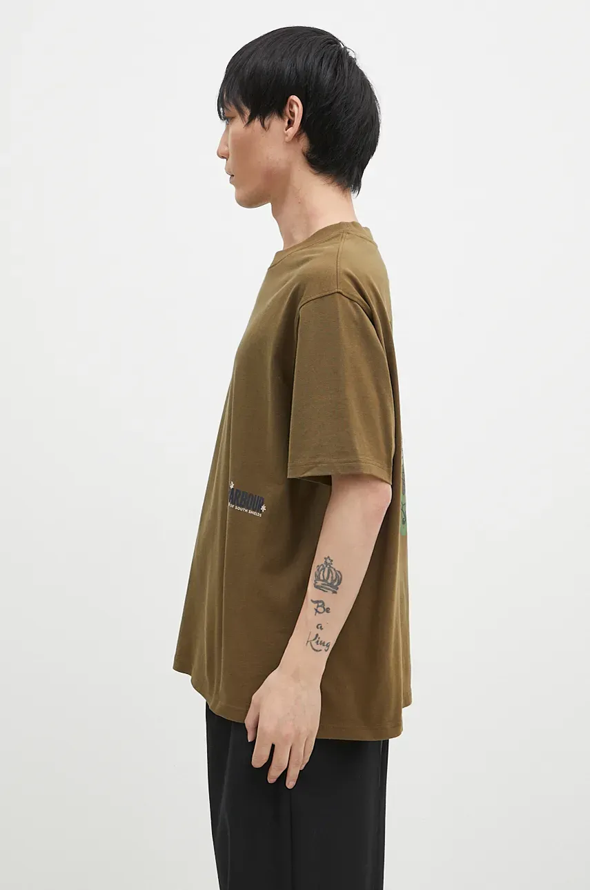 Хлопковая футболка Barbour Leonard OS Graphic мужская цвет зелёный с принтом MTS1353 Хлопковая футболка Barbour Leonard OS Graphic мужская цвет зелёный с принтом MTS1353