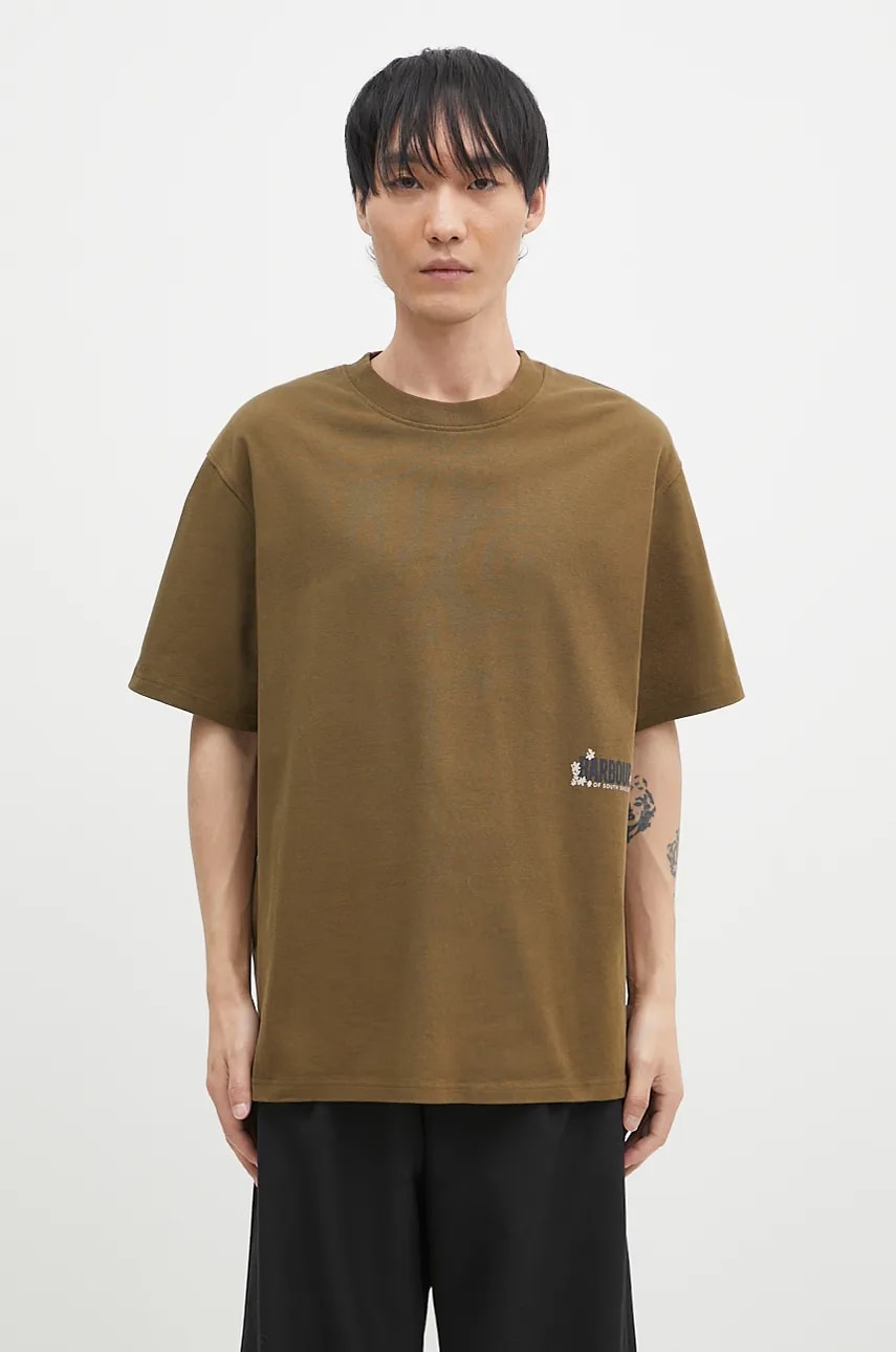 Barbour pamut póló Leonard OS Graphic zöld, férfi, nyomott mintás, MTS1353 termék 2. képe