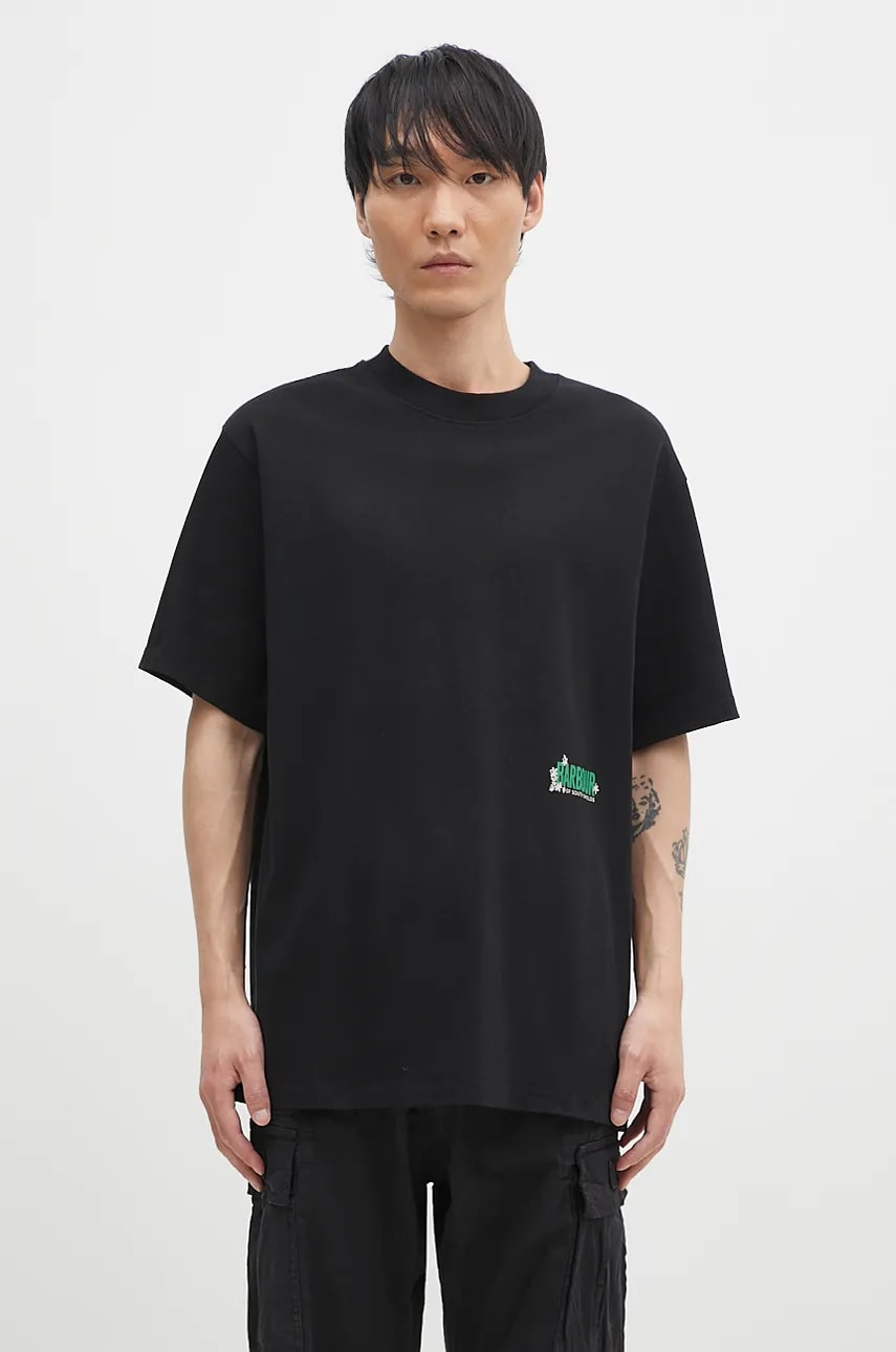 Barbour pamut póló Leonard OS Graphic fekete, férfi, nyomott mintás, MTS1353 termék 2. képe