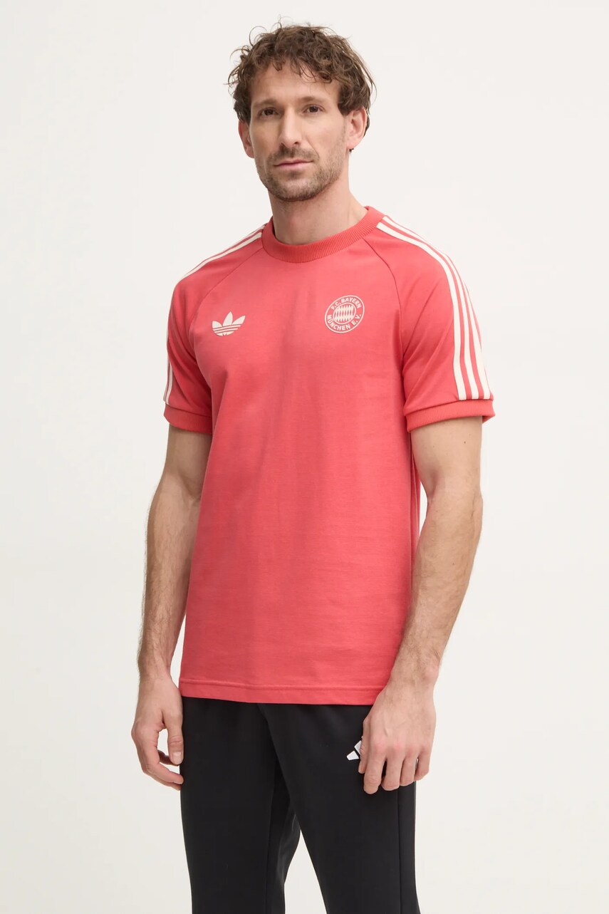 adidas Originals tricou F.C. BAYERN bărbați, culoarea portocaliu, cu imprimeu, IY0046