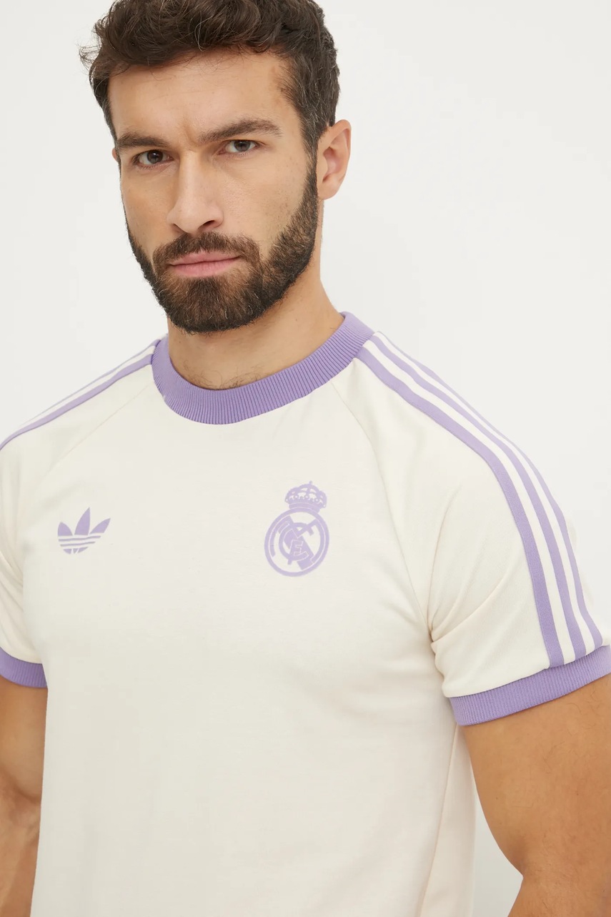 

Тениска adidas Originals Real Madrid в бежово с десен IY0057, Бежов