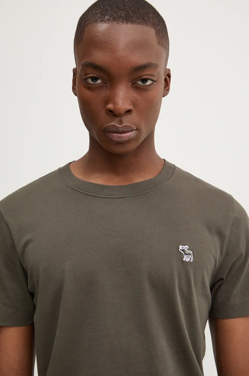 

Памучна тениска Abercrombie & Fitch в кафяво с изчистен дизайн KI124-4388, Кафяв