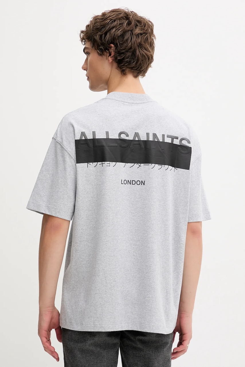 AllSaints tricou din bumbac REDACT SS CREW culoarea negru, cu imprimeu, M002PC