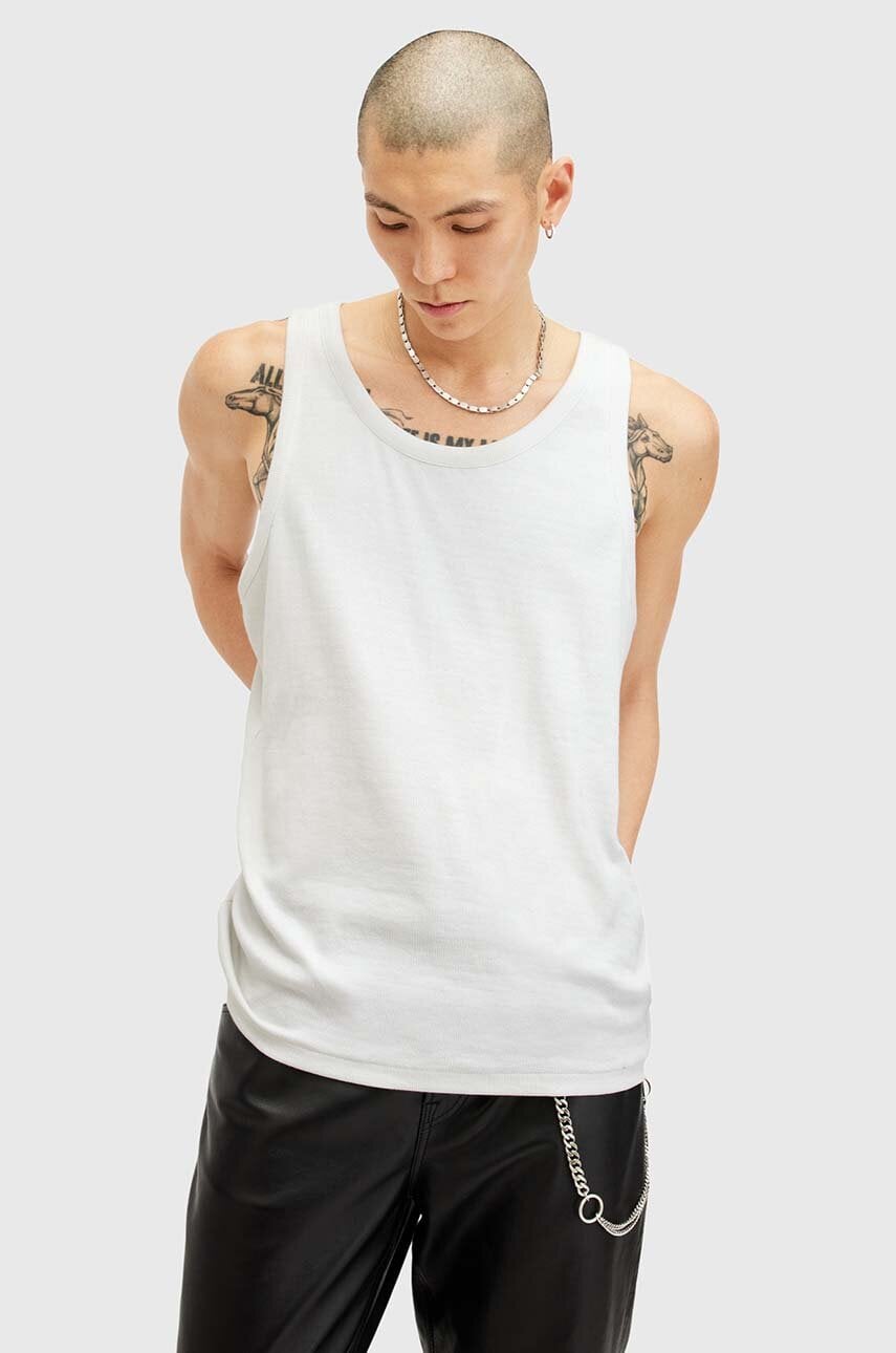 AllSaints top din bumbac EDWARDS VEST culoarea alb, M008JB