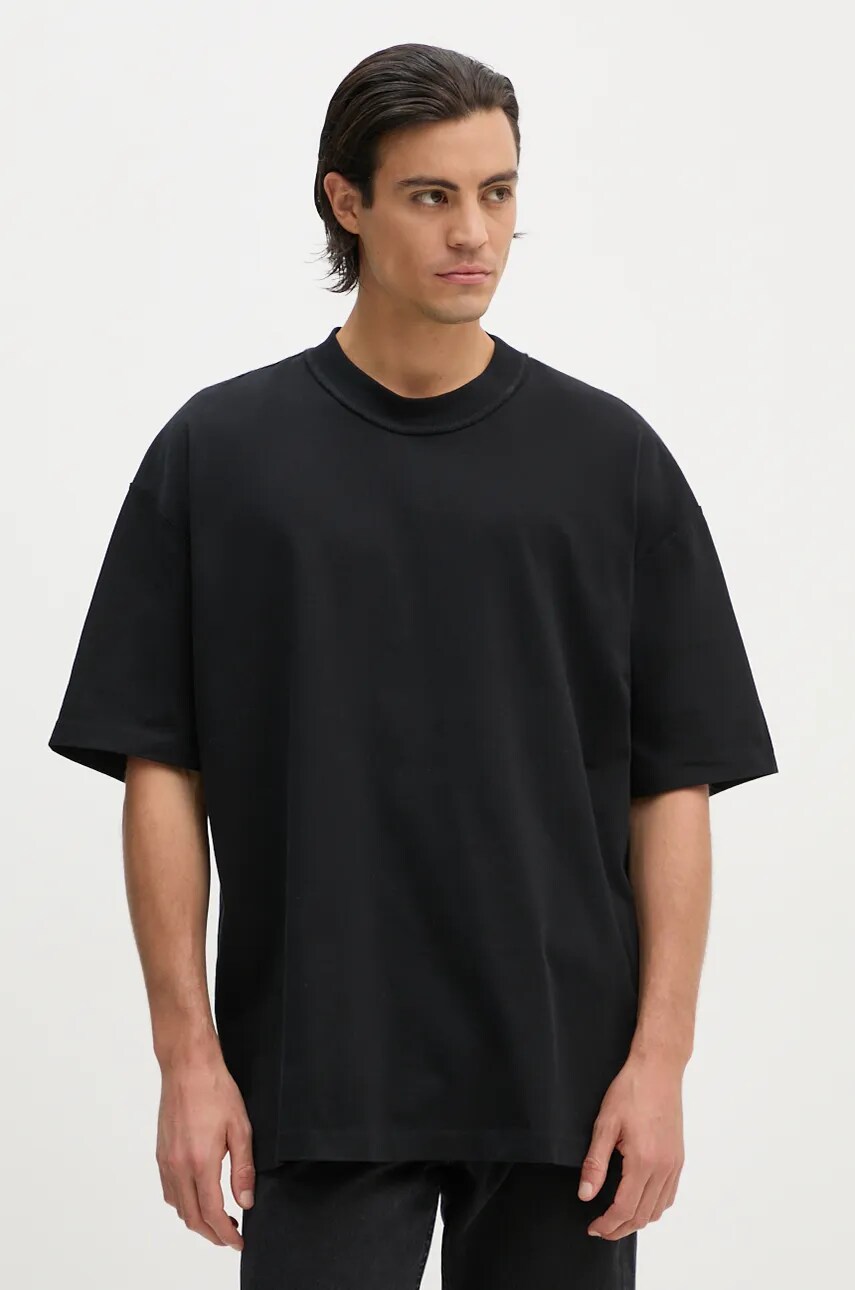 AllSaints tricou din bumbac ISAC SS CREW barbati, culoarea negru, neted, M024JB