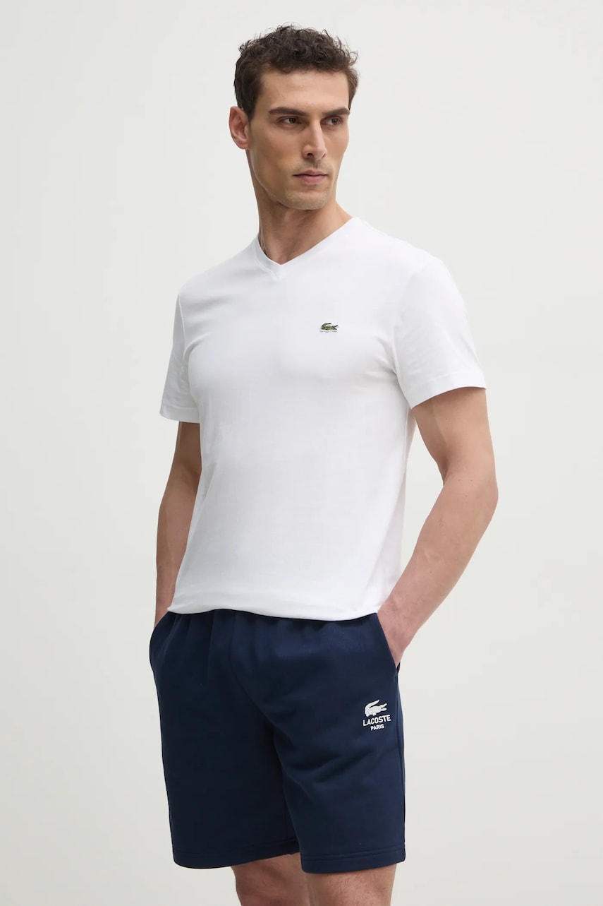 Lacoste tricou din bumbac barbati, culoarea verde, neted, TH5077 Lacoste tricou din bumbac barbati, culoarea verde, neted, TH5077