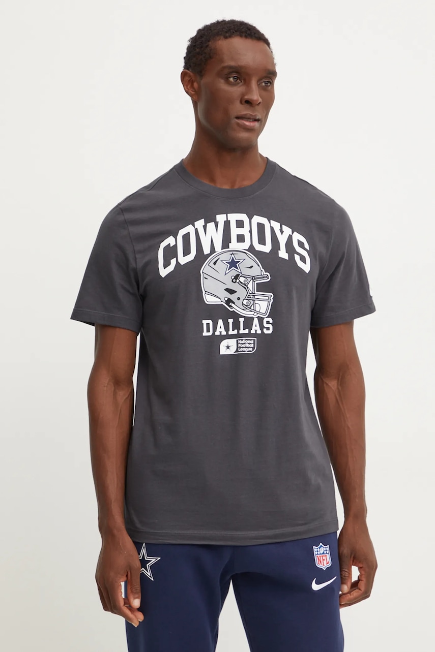 Nike tricou din bumbac Dallas Cowboys barbati, culoarea gri, cu imprimeu, N199-06F-7RD-5F1 Nike tricou din bumbac Dallas Cowboys barbati, culoarea gri, cu imprimeu, N199-06F-7RD-5F1