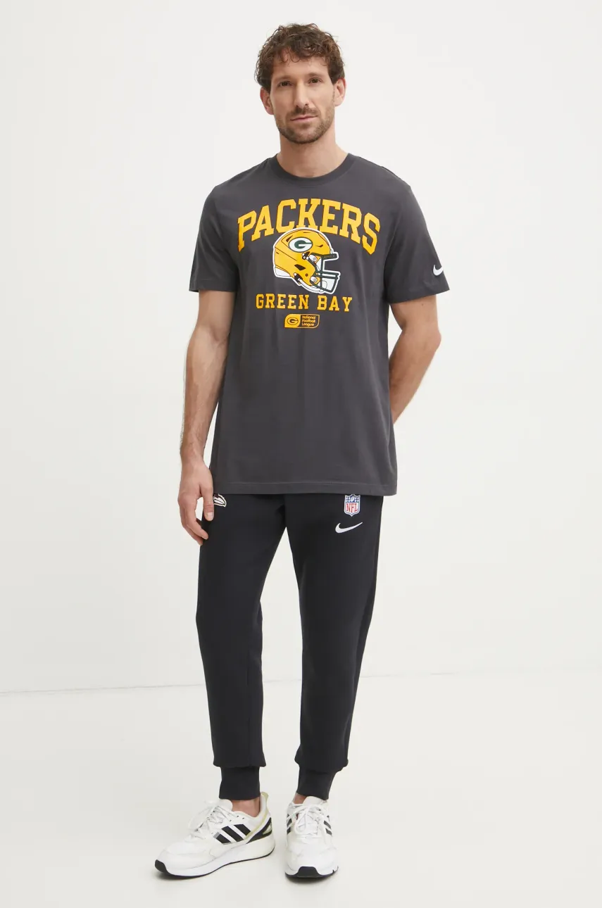 Хлопковая футболка Nike Green Bay Packers мужская цвет серый с принтом N199-06F-7T-5F1 Хлопковая футболка Nike Green Bay Packers мужская цвет серый с принтом N199-06F-7T-5F1