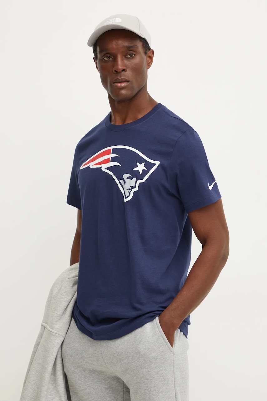 Nike tricou din bumbac New England Patriots barbati, culoarea albastru marin, cu imprimeu, N199-41S-8K-CLH Nike tricou din bumbac New England Patriots barbati, culoarea albastru marin, cu imprimeu, N199-41S-8K-CLH