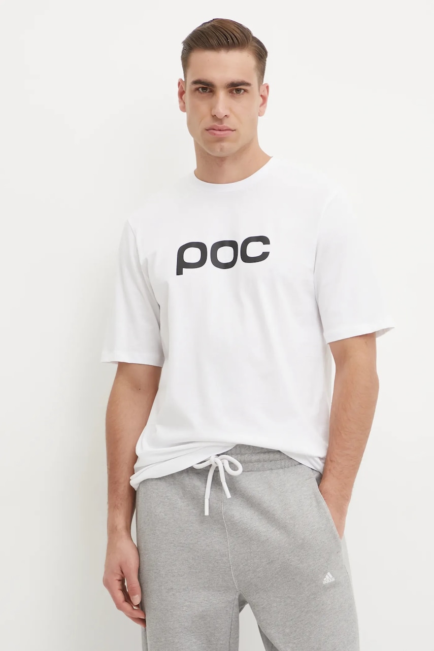 POC tricou din bumbac barbati, culoarea alb, cu imprimeu, 61650