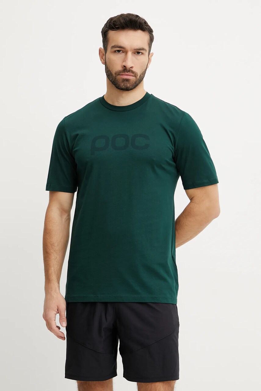 POC tricou din bumbac barbati, culoarea verde, cu imprimeu, 61650