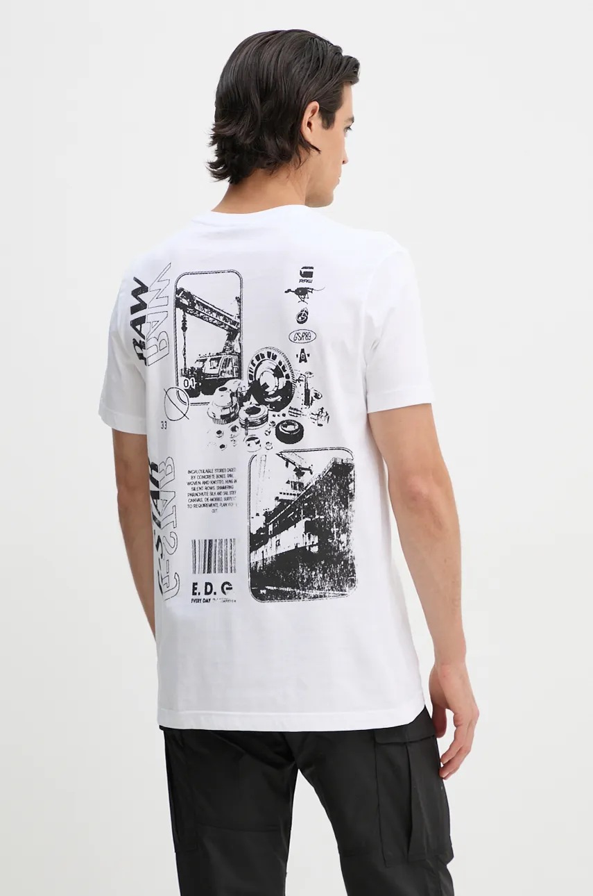 

Памучна тениска G-Star Raw в бяло с принт D25088-336, Бял