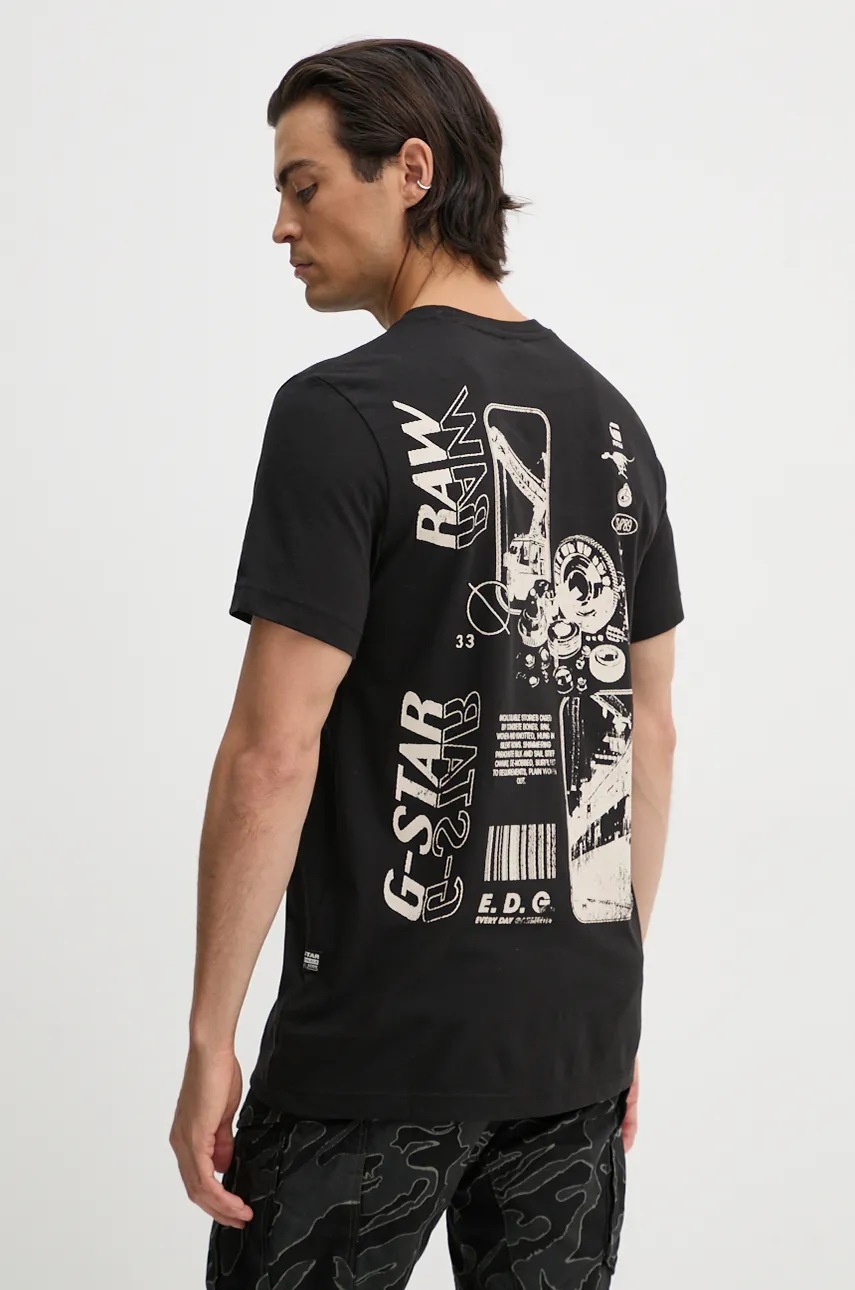 

Памучна тениска G-Star Raw в черно с принт D25088-336, Черен