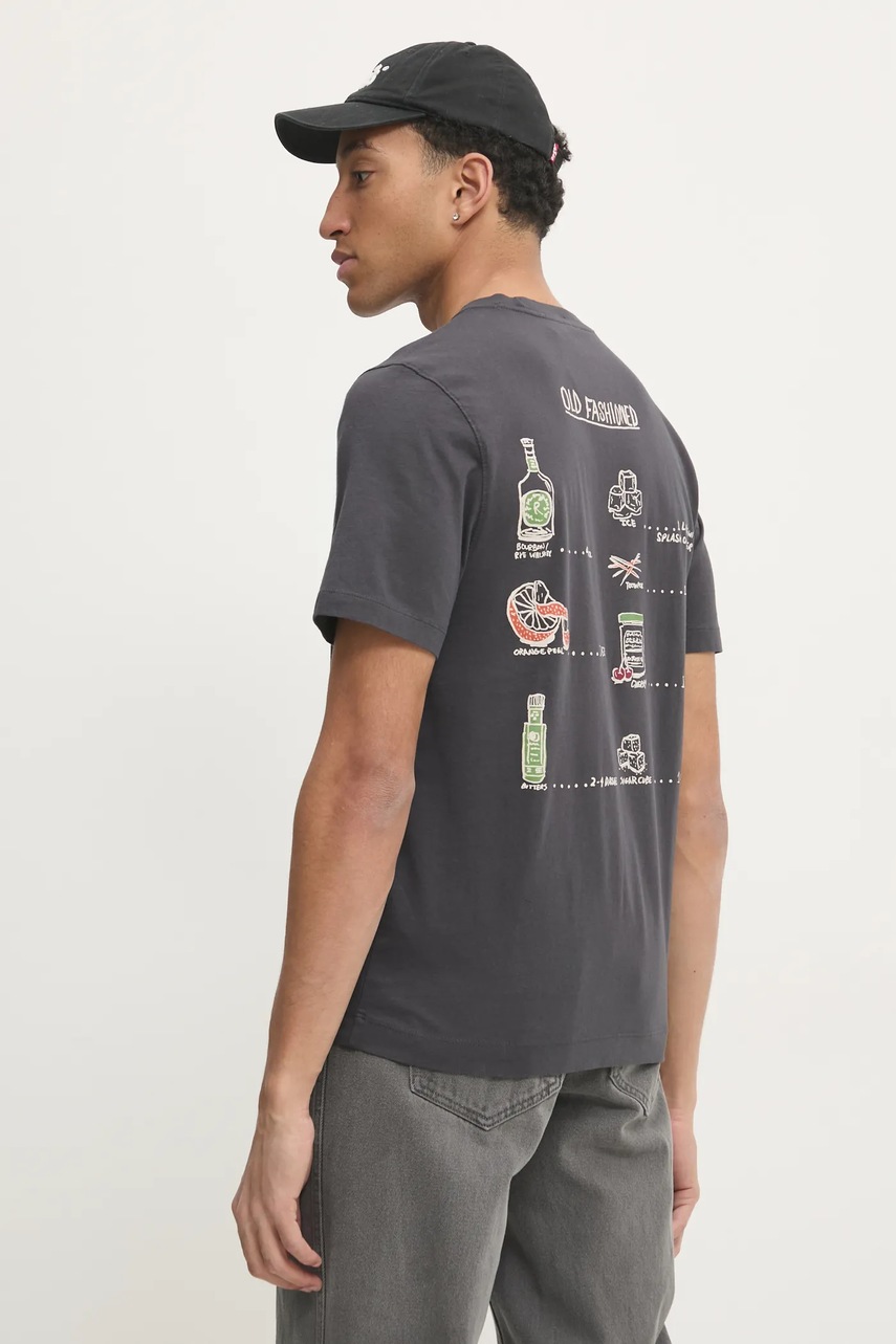 Abercrombie & Fitch tricou din bumbac barbati, culoarea gri, cu imprimeu, KI123-4191