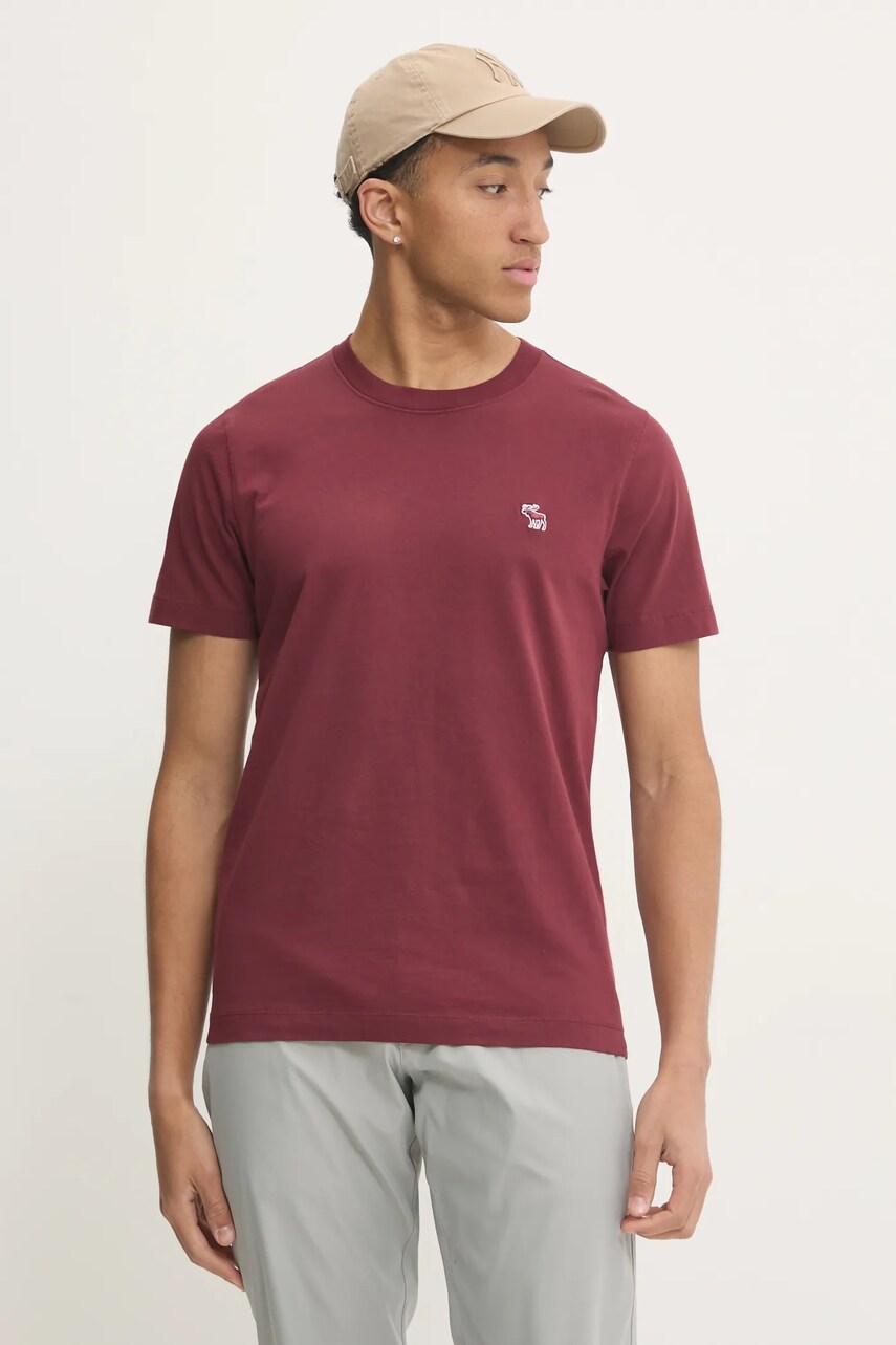 

Памучна тениска Abercrombie & Fitch в бордо с изчистен дизайн KI124-4570