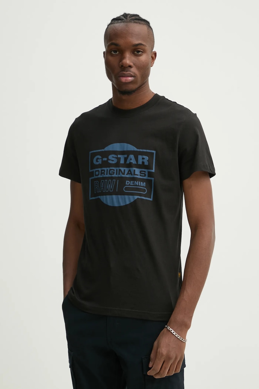 G-Star Raw tricou din bumbac barbati, culoarea negru, cu imprimeu, D25443-8415 G-Star Raw tricou din bumbac barbati, culoarea negru, cu imprimeu, D25443-8415