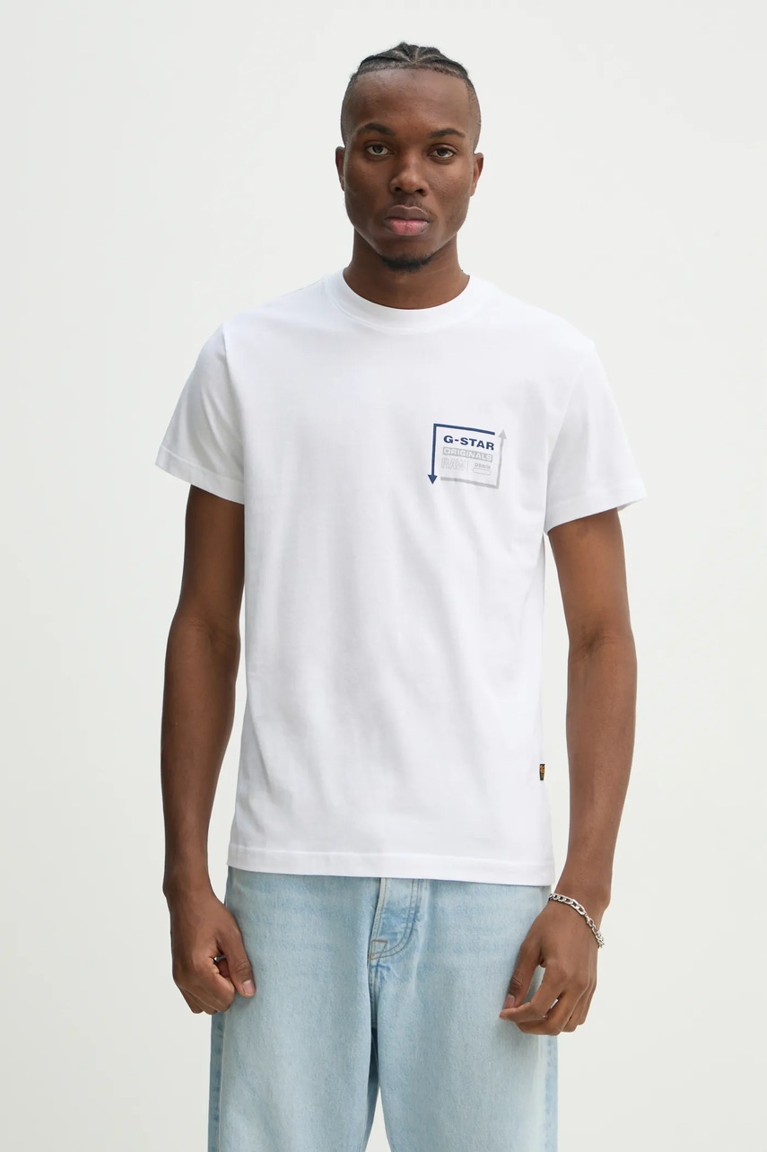 

Памучна тениска G-Star Raw в бяло с принт D25444-8415, Бял