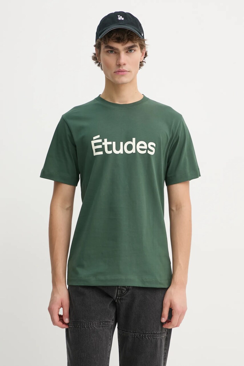 Études Studio tricou din bumbac barbati, culoarea verde, cu imprimeu, H24MMTSH103