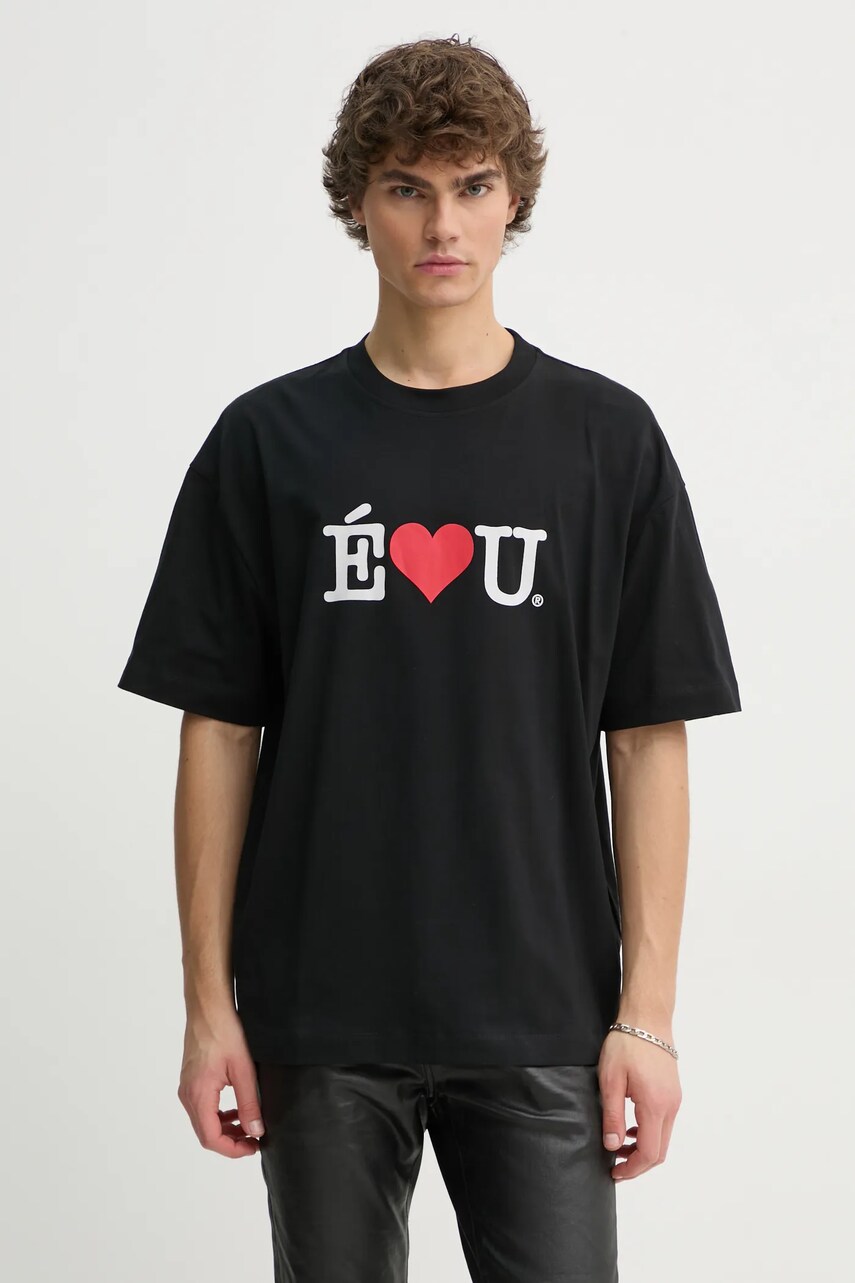 Études Studio tricou din bumbac barbati, culoarea negru, cu imprimeu, H24MMTSH137