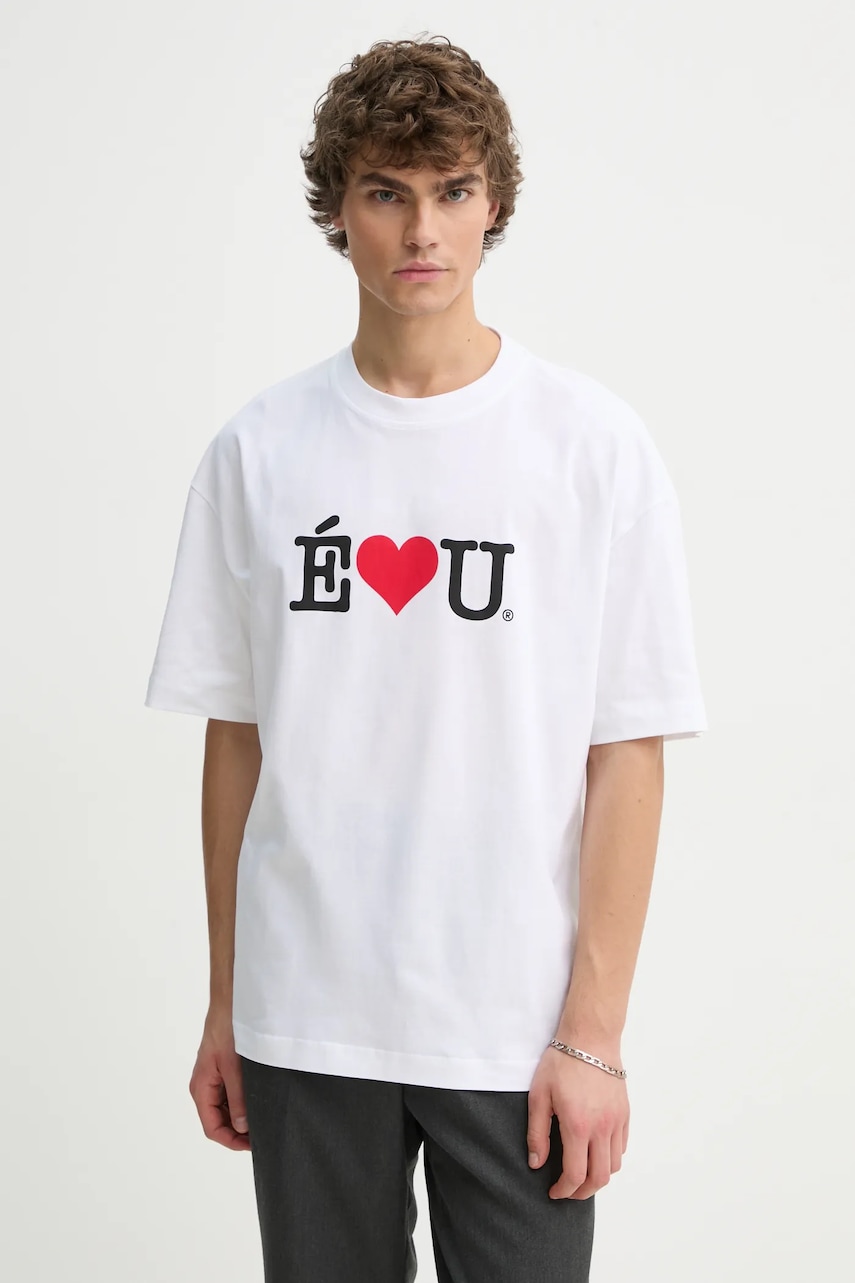 Études Studio tricou din bumbac barbati, culoarea alb, cu imprimeu, H24MMTSH138