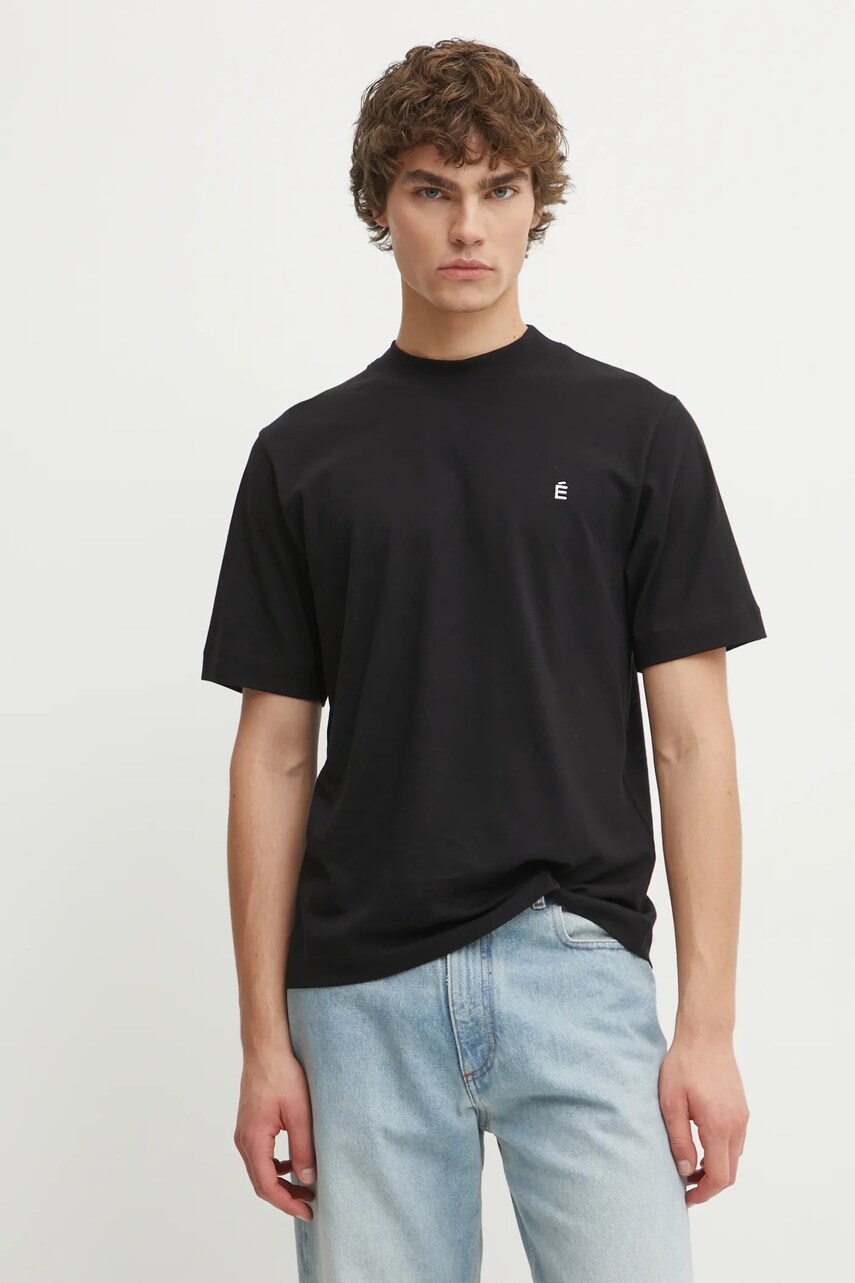 Études Studio tricou din bumbac bărbați, culoarea negru, uni, H24MMTSH150