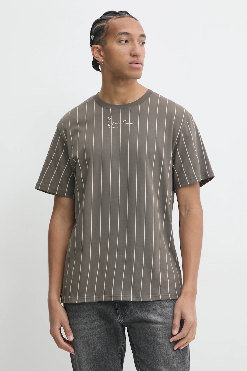 Karl Kani tricou din bumbac barbati, culoarea maro, modelator, 60300189