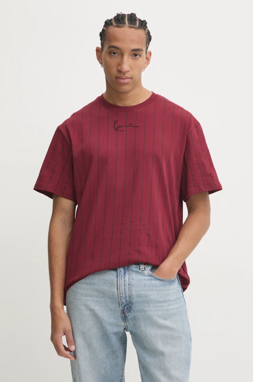 Karl Kani tricou din bumbac barbati, culoarea bordo, modelator, 60300190