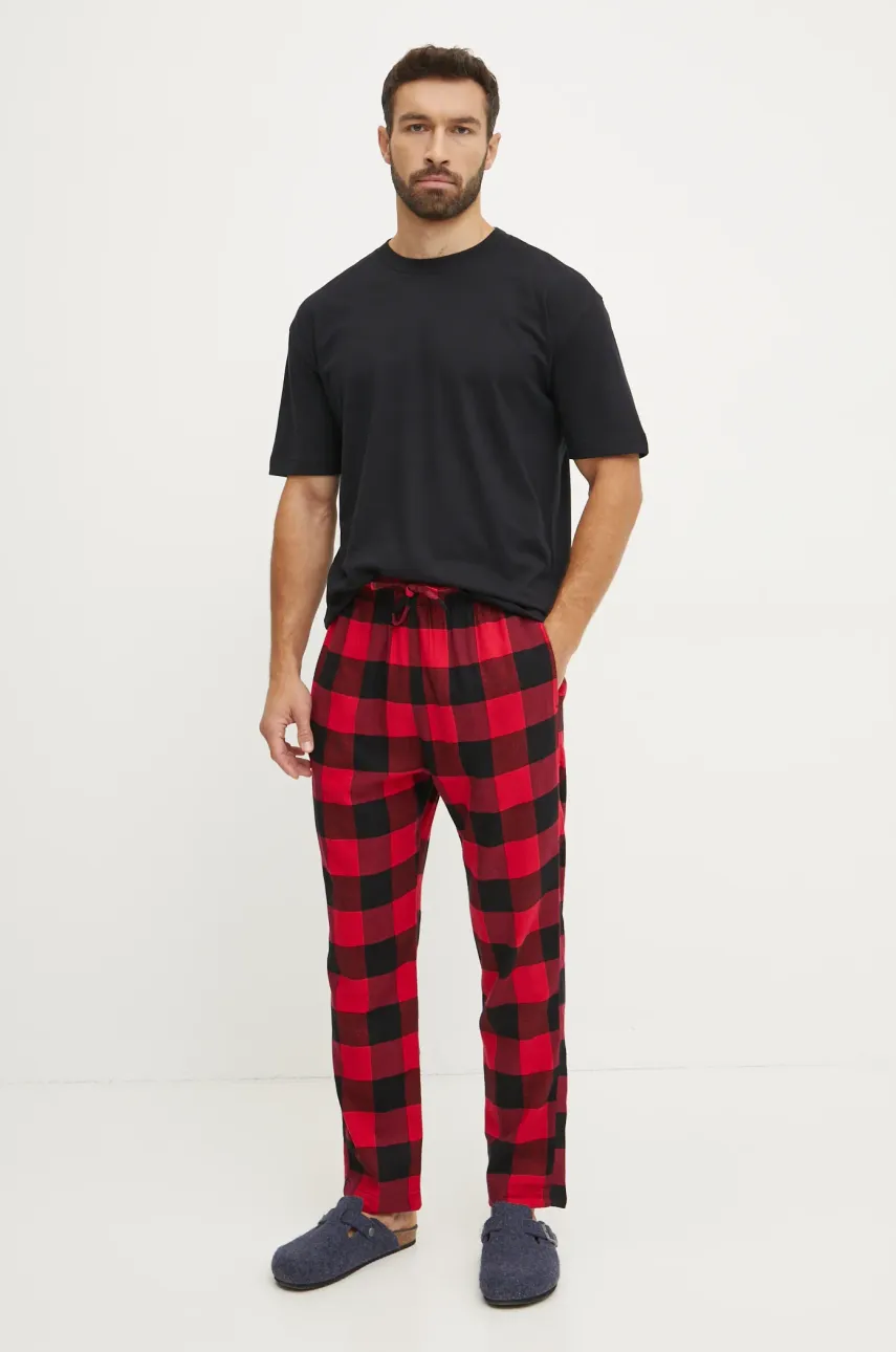 Hollister Co. pijama bărbați, culoarea negru, cu imprimeu, KI313-4027