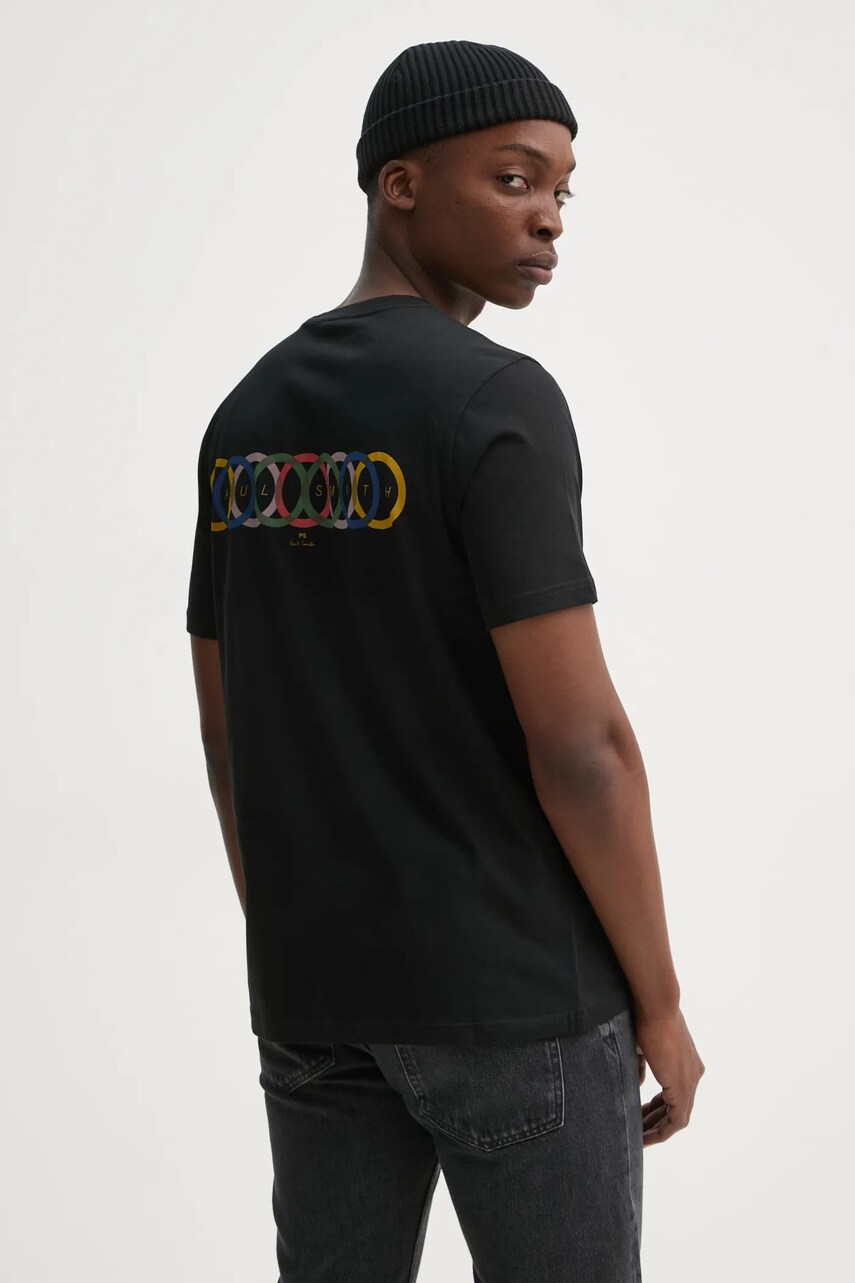 PS Paul Smith tricou din bumbac bărbați, culoarea negru, cu imprimeu, M2R.011R.PP5084