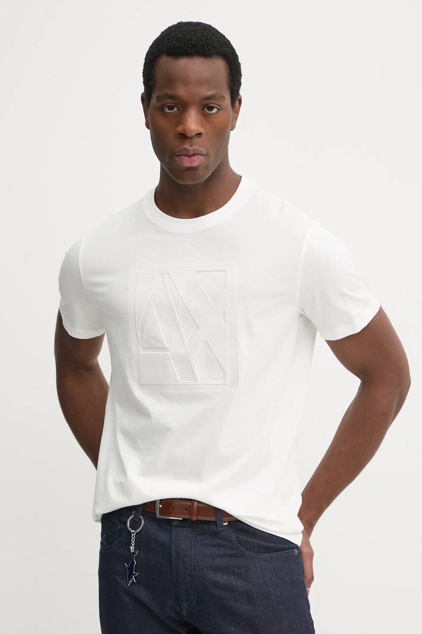 

Памучна тениска Armani Exchange в бяло с изчистен дизайн 6DZTJH ZJ8EZ, Бял