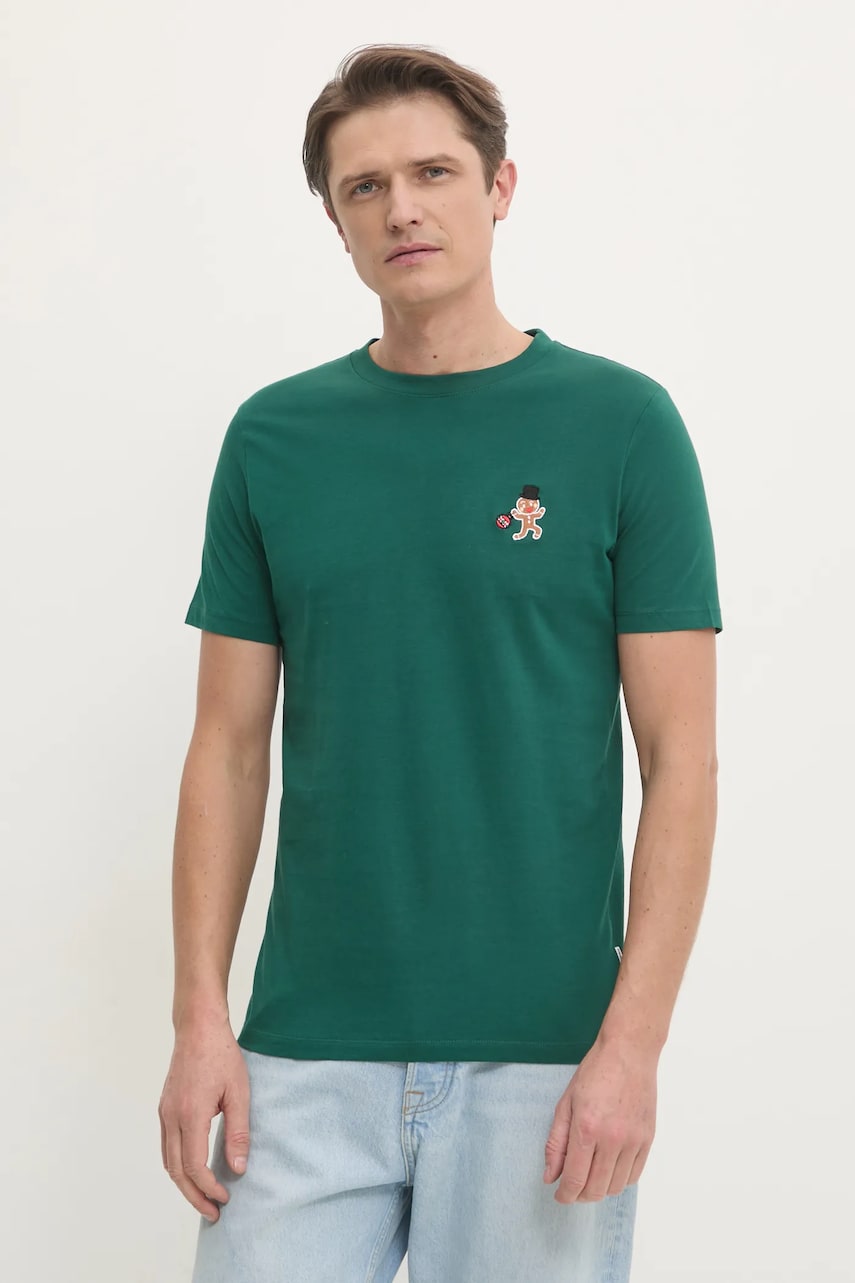 Lindbergh tricou din bumbac barbati, culoarea verde, cu imprimeu, 30-400313