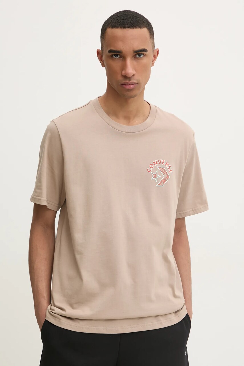 Converse tricou barbati, culoarea bej, cu imprimeu, 10027096-A03