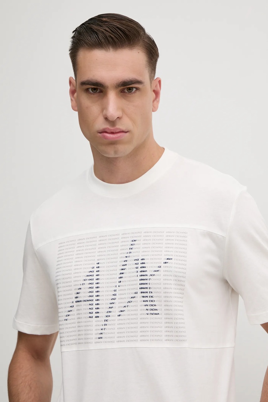 

Памучна тениска Armani Exchange в бяло с принт 6DZTJD ZJBYZ, Бял