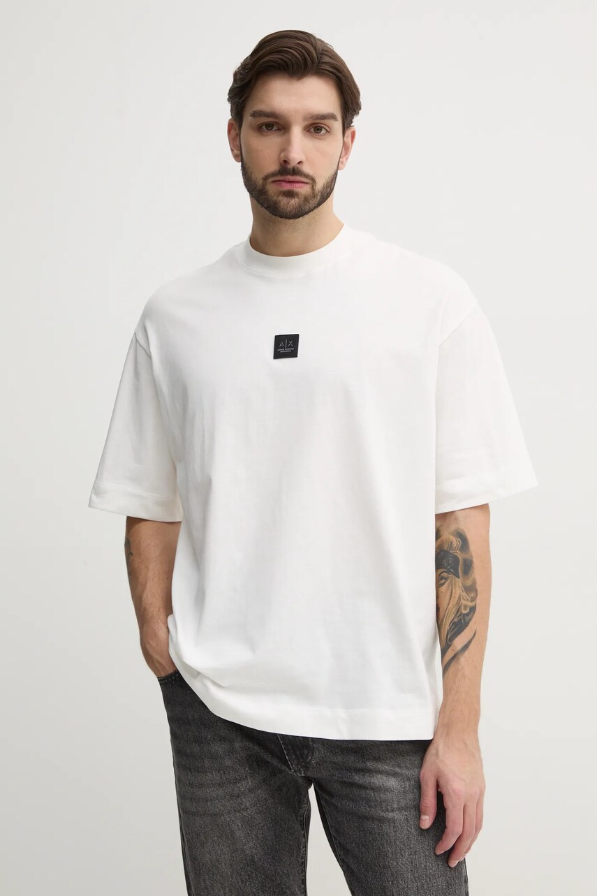 

Памучна тениска Armani Exchange в бежово с апликация XM000118 AF10361, Бежов
