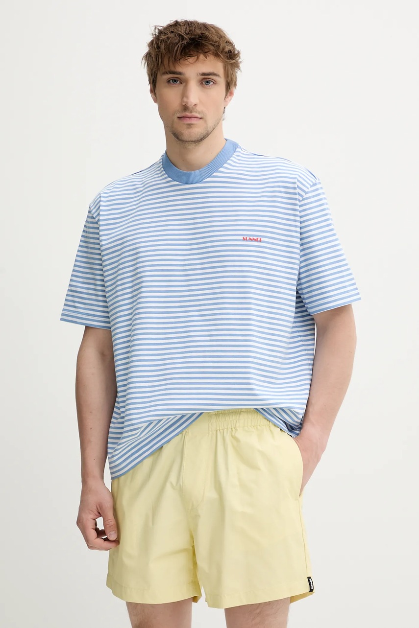 Sunnei tricou din bumbac culoarea maro, cu imprimeu, RTWXJER001