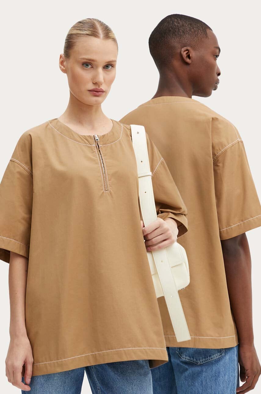 Sunnei tricou culoarea bej, neted, RTWXTOP003 Sunnei tricou culoarea bej, neted, RTWXTOP003