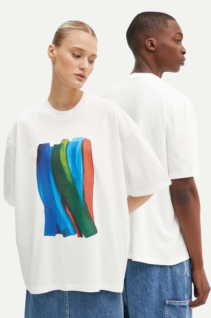 Sunnei tricou din bumbac culoarea alb, cu imprimeu, RTWXJER002 Sunnei tricou din bumbac culoarea alb, cu imprimeu, RTWXJER002