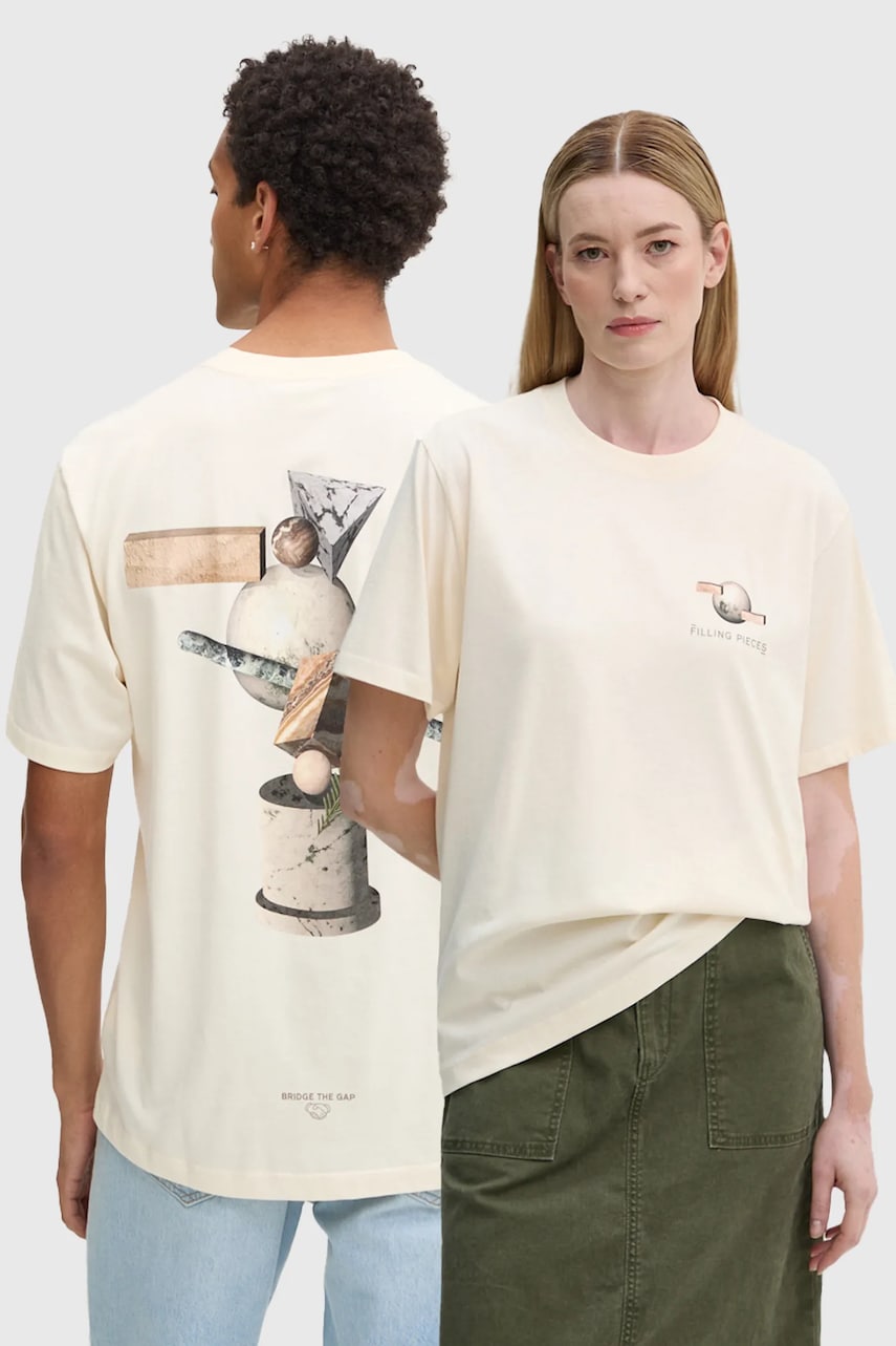 Filling Pieces tricou din bumbac culoarea bej, cu imprimeu, 74414089936 Filling Pieces tricou din bumbac culoarea bej, cu imprimeu, 74414089936
