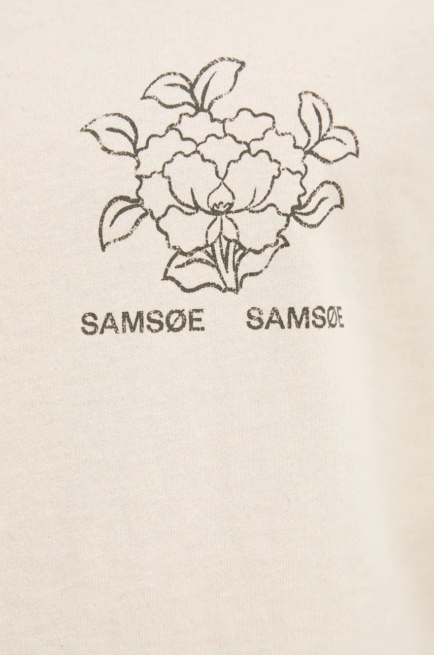 Бавовняна футболка Samsoe Samsoe SAPOETRY колір бежевий візерунок U24300004 