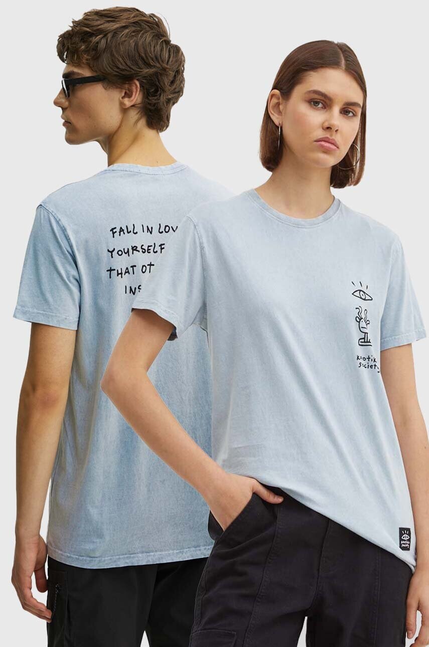 Kaotiko tricou din bumbac culoarea gri, cu imprimeu, AP047-01-G002