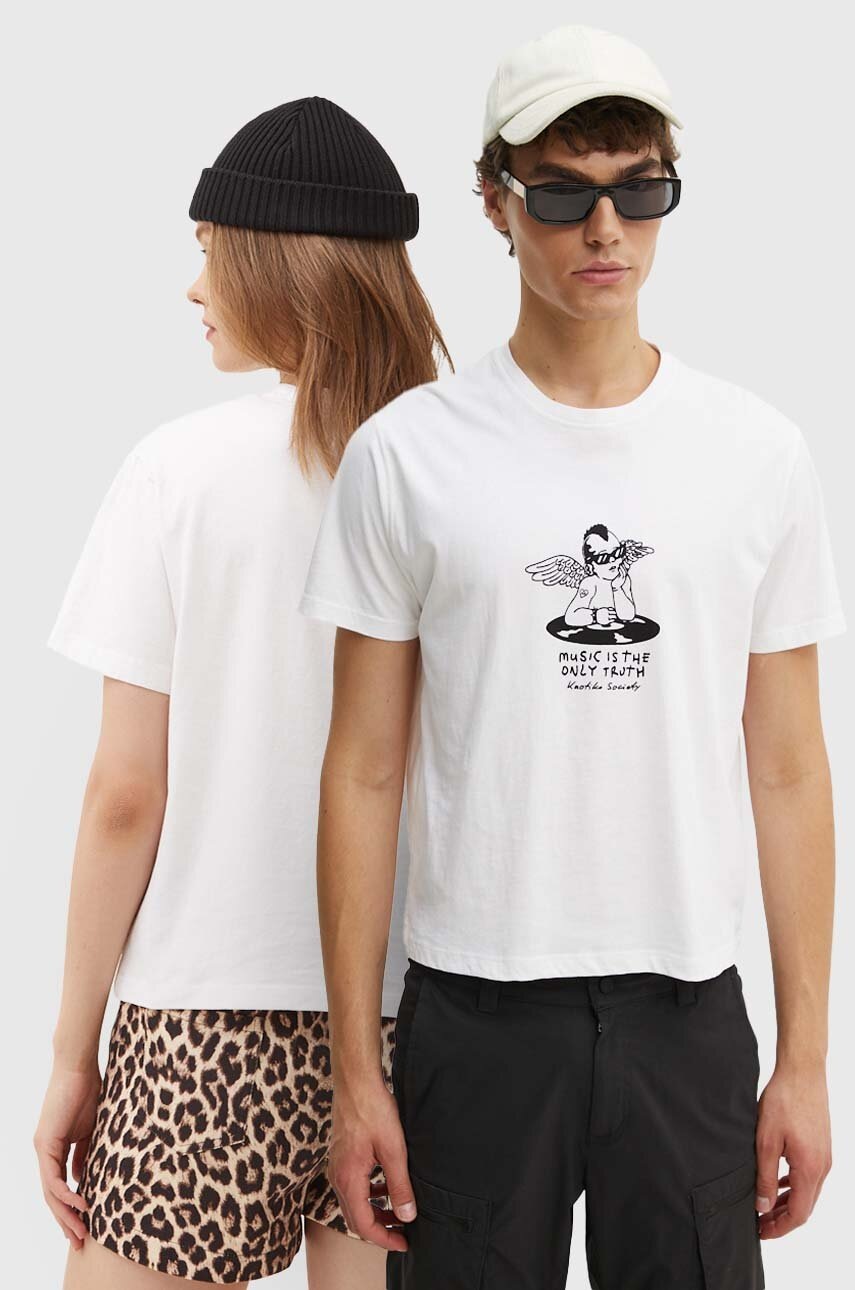 Kaotiko tricou din bumbac culoarea alb, cu imprimeu, AP023-01-M002