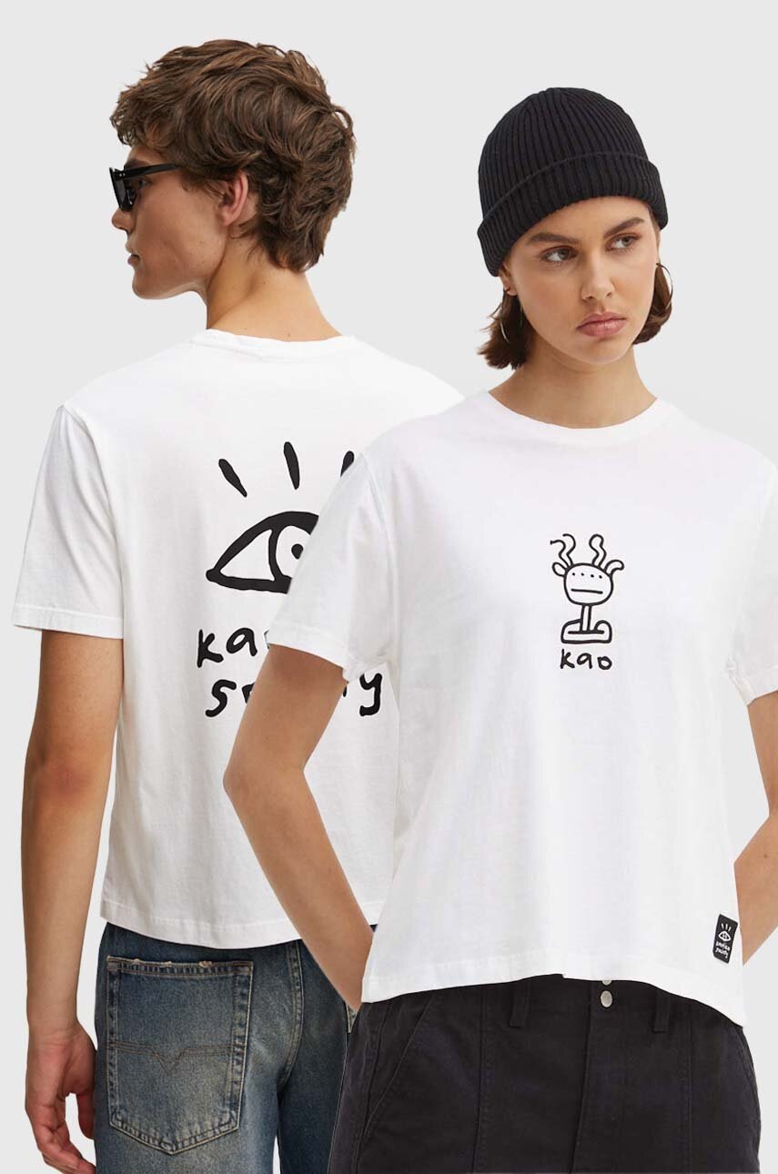 Kaotiko tricou din bumbac culoarea bej, cu imprimeu, AP026-01-M002
