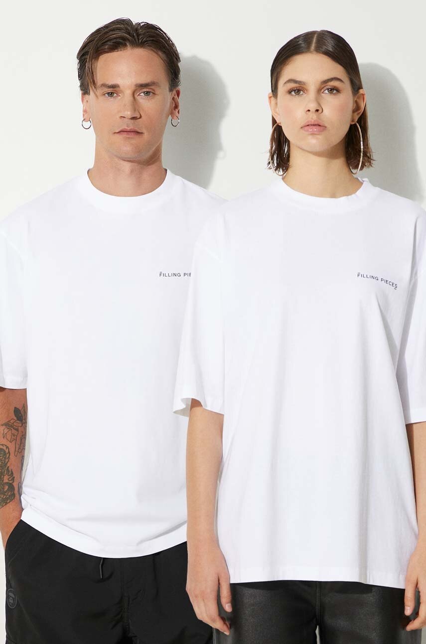 Filling Pieces tricou din bumbac Boxy culoarea alb, neted, 74413781901