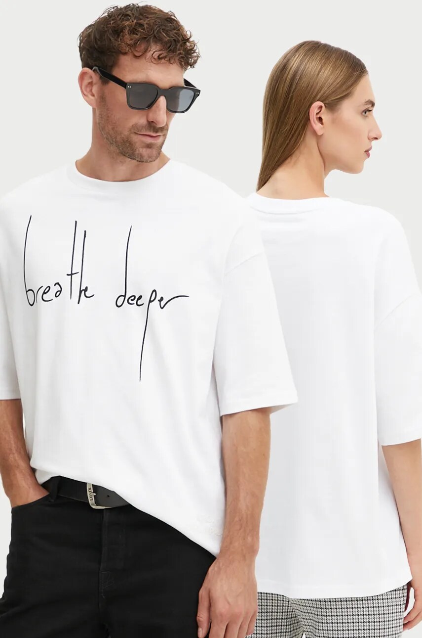 A.P.C. tricou din bumbac t-shirt journey culoarea alb, modelator, COHFM.M26440